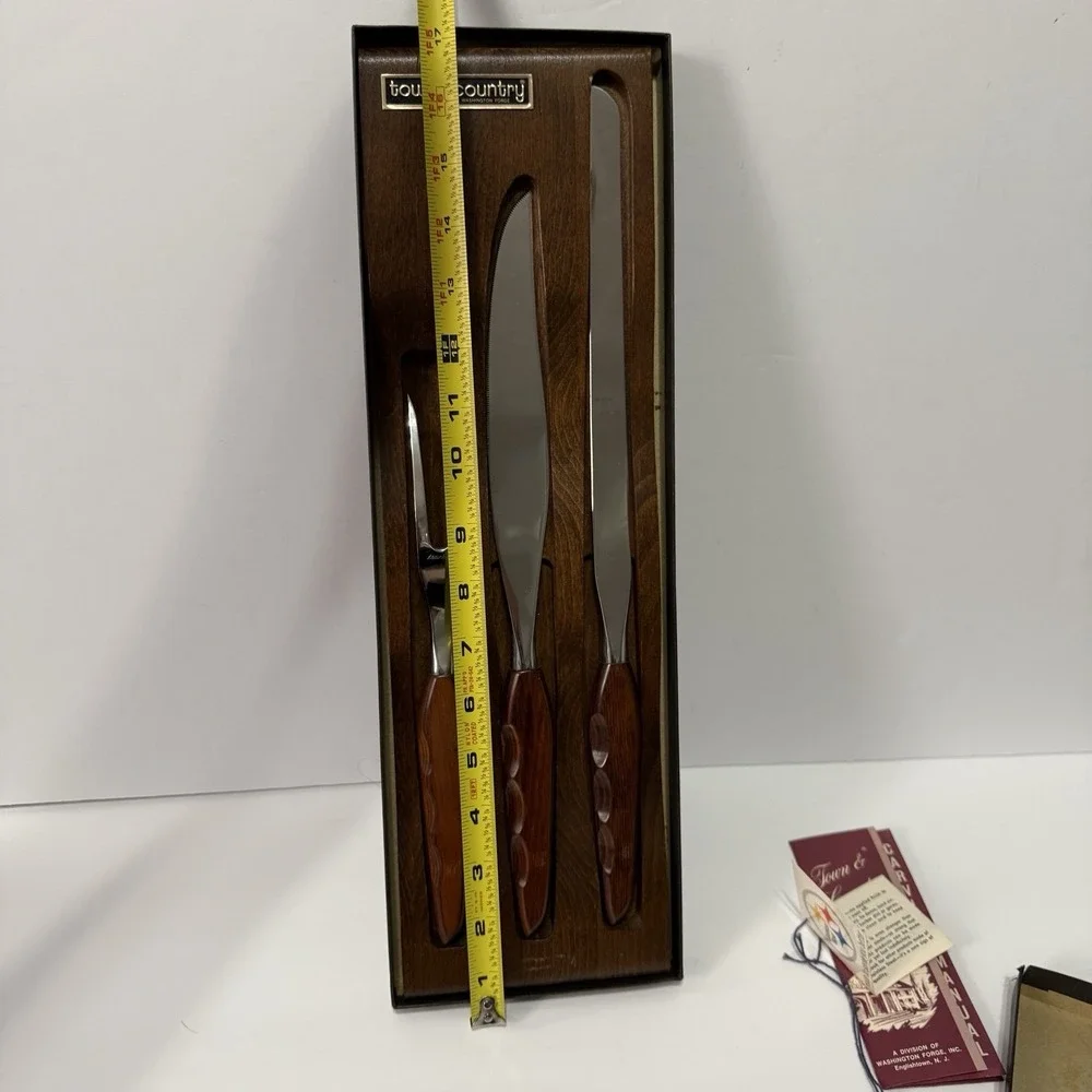 Vintage Washington Forge Carving Set Town‎ Country Fleetwood Stainless Steel